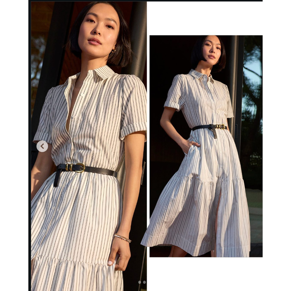 Evereve Ella Striped Poplin Midi Button Down Shirt Dress // S - Picture 12 of 12
